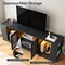 Black Particleboard TV Stand with LED Lights and Charging Station